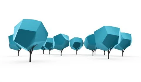 Abstract trees concept rendered on white background isolated Stock Illustration