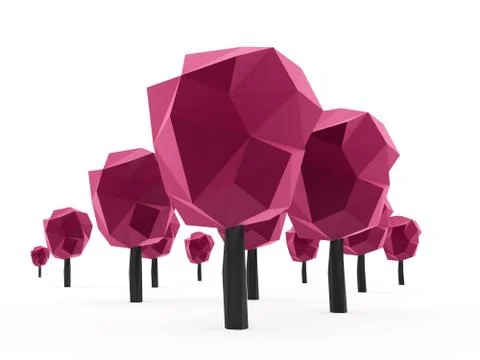 Abstract trees concept rendered on white background isolated Stock Illustration