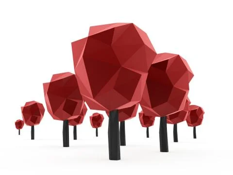 Abstract trees concept rendered on white background isolated Stock Illustration