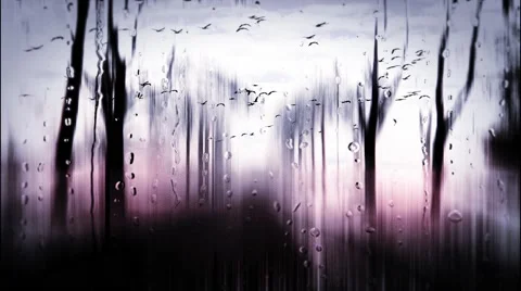 Abstract trees landscape with rain drops Stock Footage
