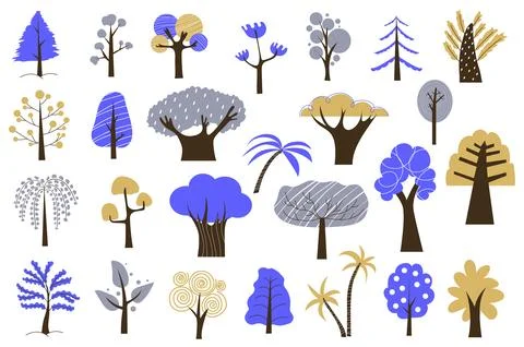 Abstract Trees Mega Set Stock Illustration