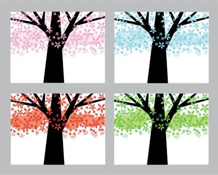 Abstract trees set Stock Illustration