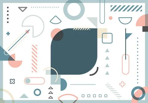Abstract trendy elements simple geometric forms pattern pastel color on white Stock Illustration