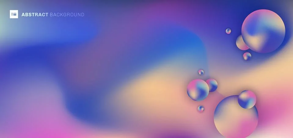 Abstract trendy fluid shape gradient color and 3D circles elements with space Illustrazione stock