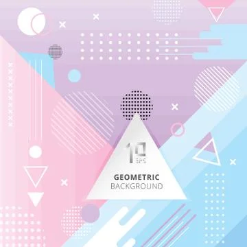 Abstract trendy geometric flat pattern pastel color style background Stock Illustration