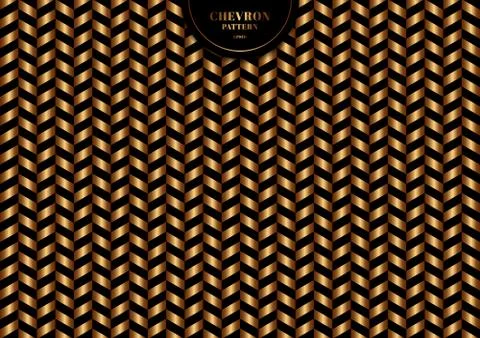 Abstract trendy gold chevron pattern on black background and texture. Stock Illustration