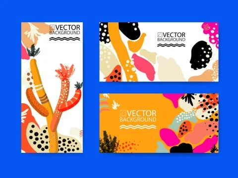Abstract trendy illustration background, placard, floral stylized cactus succ Stock Illustration