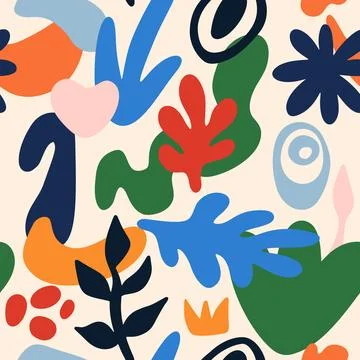 Abstract Trendy Modern Shapes Vector Seamless Pattern Stock Illustration