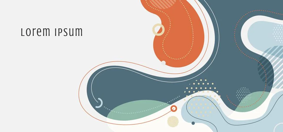 Abstract trendy organic shape composition amorphous forms and lines with circ Stock Illustration