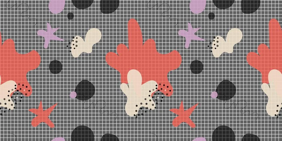 Abstract trendy pattern. Seamless background with wavy shapes and lines. Illustrazione stock