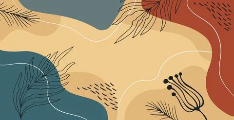 Abstract trendy rectangular background with floral and geometric elements. We イラスト素材