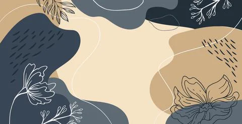 Abstract trendy rectangular background with floral and geometric elements. We Stockillustratie