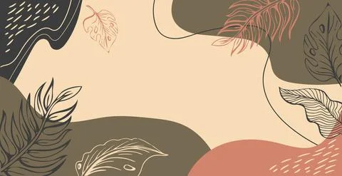 Abstract trendy rectangular background with floral and geometric elements. We Stock Illustration