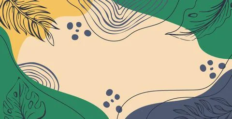 Abstract trendy rectangular background with floral and geometric elements. We Stockillustratie