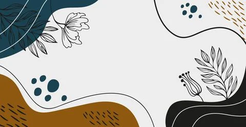 Abstract trendy rectangular background with floral and geometric elements. We Stockillustratie