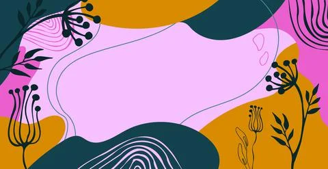 Abstract trendy rectangular background with floral and geometric elements. We 스톡 일러스트