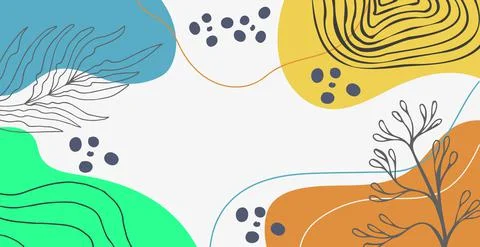 Abstract trendy rectangular background with floral and geometric elements. We Stockillustratie