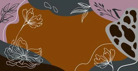 Abstract trendy rectangular background with floral and geometric elements. We Stock Illustration