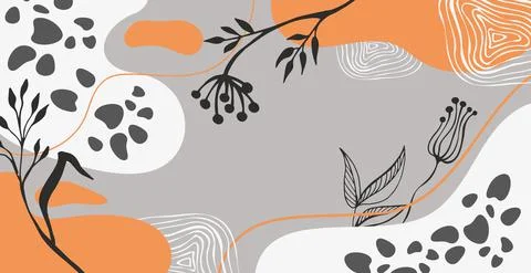 Abstract trendy rectangular background with floral and geometric elements. We Stock Illustration