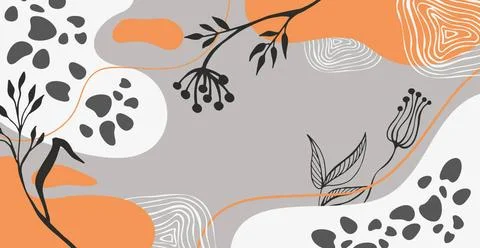 Abstract trendy rectangular background with floral and geometric elements.... Stock Photos