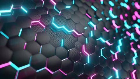 Abstract trendy sci-fi technology background with hexagonal pattern. Futurist Illustrazione stock