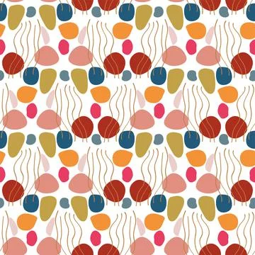 Abstract trendy seamless patterns set with hand drawn colorful shapes Stockillustratie