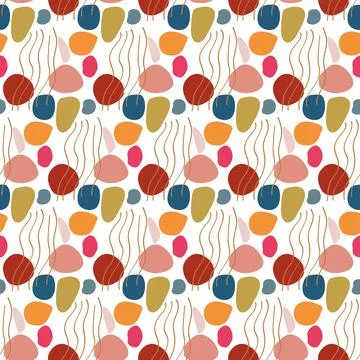 Abstract trendy seamless patterns set with hand drawn colorful shapes Ilustración de archivo