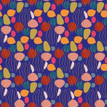 Abstract trendy seamless patterns set with hand drawn colorful shapes Stock Illustration