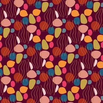 Abstract trendy seamless patterns set with hand drawn colorful shapes Ilustración de archivo