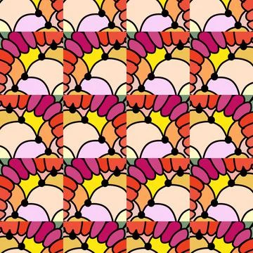 Abstract trendy seamless patterns set with hand drawn doodle shapes Ilustración de archivo