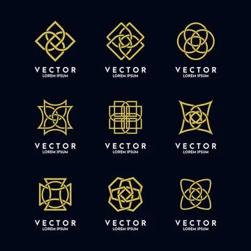 Abstract Trendy Shape Logo Design Vector Set Stock Illustration