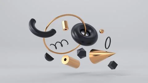 Abstract trendy simple primitive geometric shapes. Aestetic minimal composition. イラスト素材