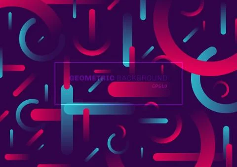 Abstract trendy simple shape geometric rounded line pattern blue and pink vib Illustrazione stock