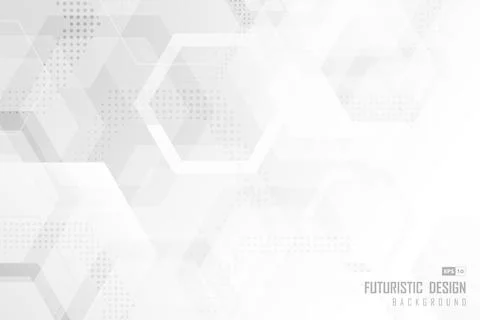 Abstract trendy technology of gradient white and gray hexagonal element Stock-Illustration