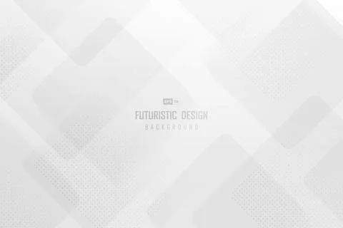 Abstract trendy technology template of white square artwork with halftone Stock Illustration