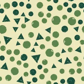 Abstract triangle and circle shapes seamless pattern. Simple design texture w Stock Illustration