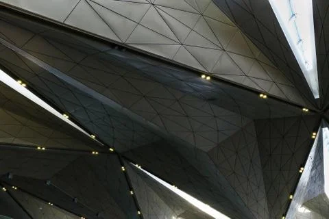 Abstract triangle angled corner of building structure. Abstract color and des 스톡 사진