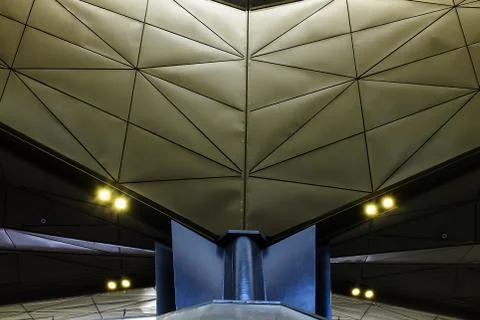 Abstract triangle angled corner of building structure. Abstract color and des 스톡 사진