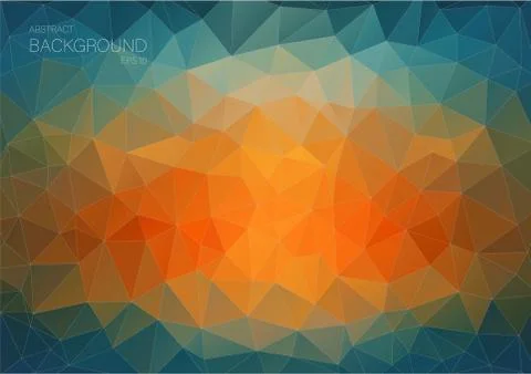 Abstract triangle backgound for web. Blue and orange Art backgound with triangle Stock Illustration