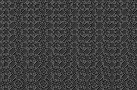 Abstract triangle background with arabic pattern black seamless arabic shadow Stock Illustration