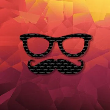 Abstract triangle background with hipster moustaches Stock Illustration