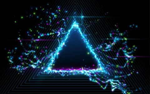 Abstract triangle background, light particles effect. Vector illustration. Stock Illustration
