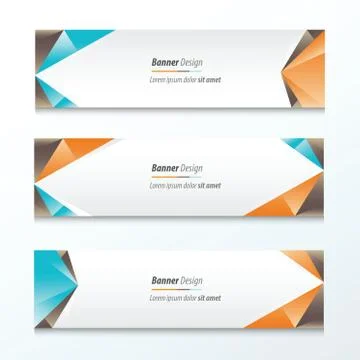 Abstract Triangle Banner Orange, blue, brown Stock Illustration