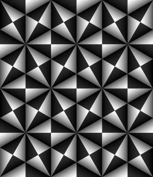 Abstract Triangle Bases Black and White Seamless Pattern, Vector Stock-Illustration