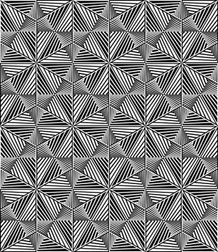 Abstract Triangle Bases Black and White Seamless Pattern, Vector Illustrazione stock
