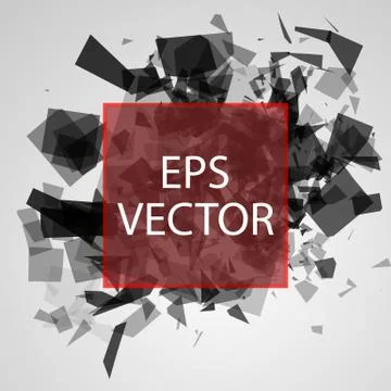 Abstract triangle black explosion on white background. Vector illustration. Illustrazione stock