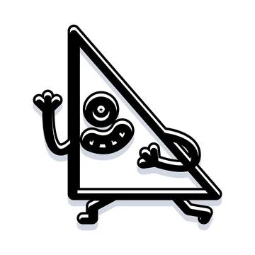 Abstract triangle cyclops monster character walking and waving 库存插图