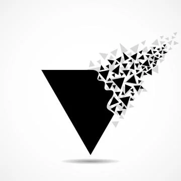 Abstract triangle with explosion on small splinters, geometric shape Stock Illustration