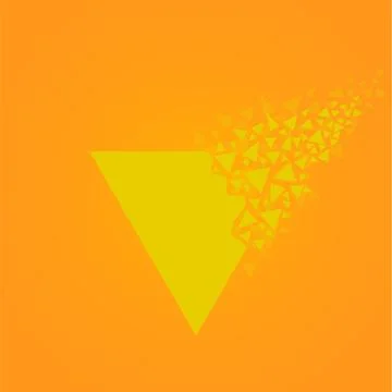 Abstract triangle with explosion on small splinters, geometric shape Stock Illustration