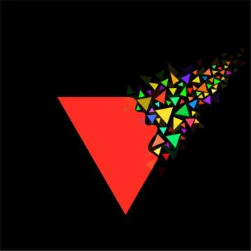 Abstract triangle with explosion on small splinters, geometric shape Stock Illustration